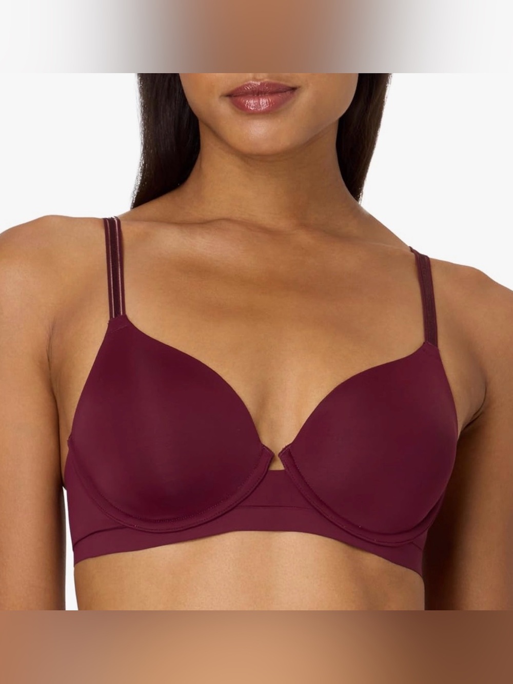 Maidenform Underwire Bra Barely There No-Show Bra Full Coverage Wine Red Sz 38D